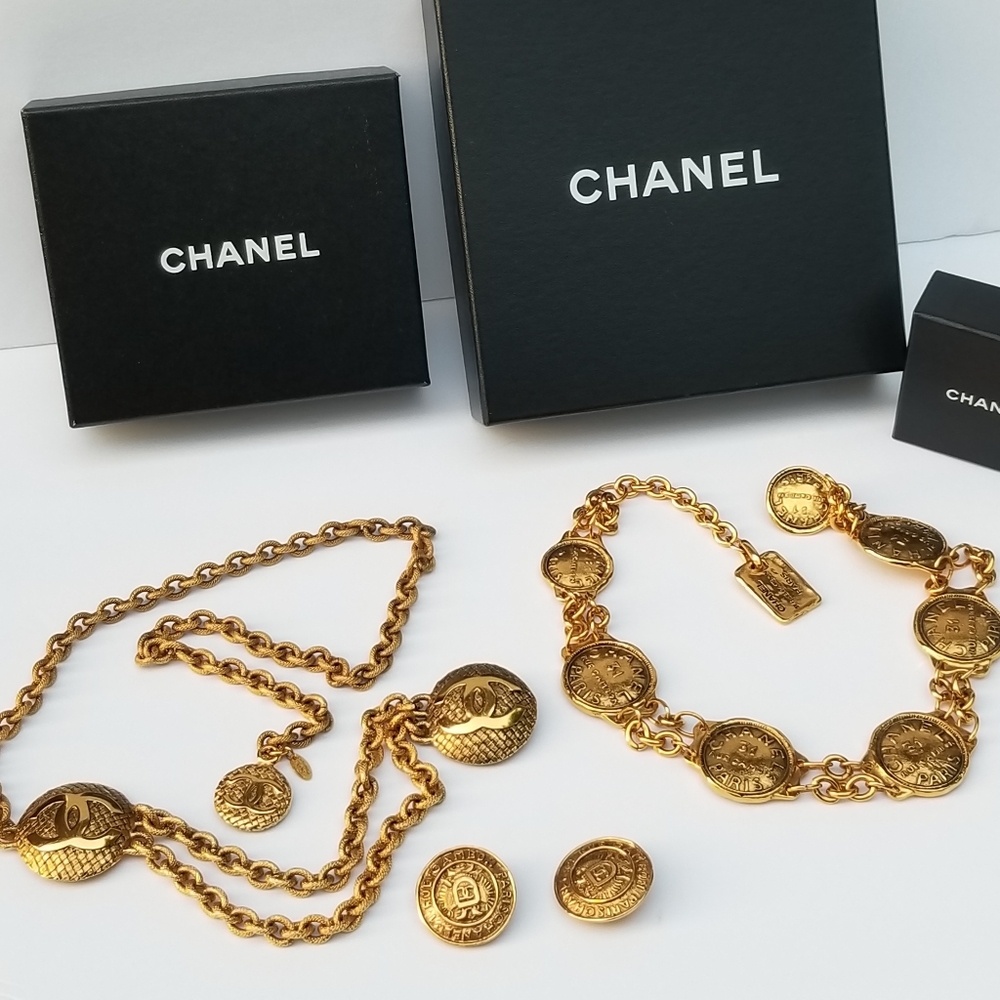 Stunning Auth Vintage statement Chanel necklace and earrings Lot - Picture 7 of 16